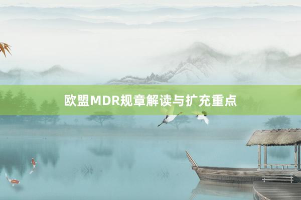 欧盟MDR规章解读与扩充重点